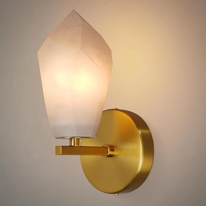 Gold Alabaster Marble Wall Sconce for Modern Living Spaces - Camilalamps - CA-B0FJRFBNMC