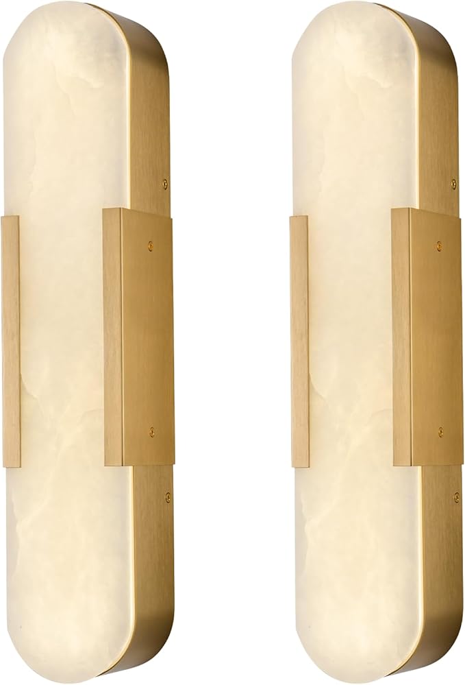 Luxury Alabaster Brass Wall Sconce Set of Two - Camilalamps - CA-B0CDP1MH17