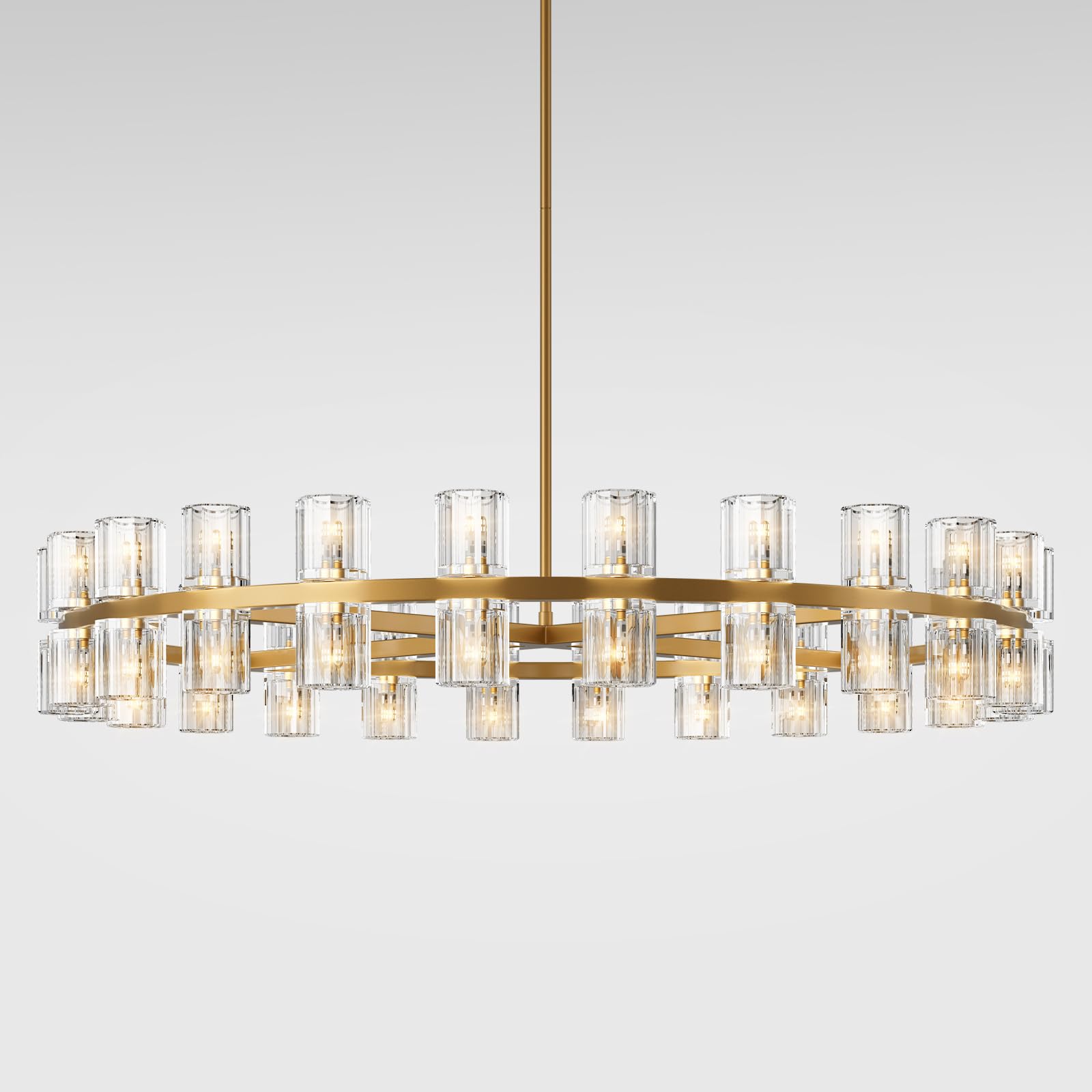 Modern 36" Gold Round Chandelier Light Fixture, K9 Crystal Chandeliers for Dining Room, Living Room, Dining Room Chandeliers Over Table, Chandelier for Bedroom, Foyer, Includes 36XG4 Bulbs