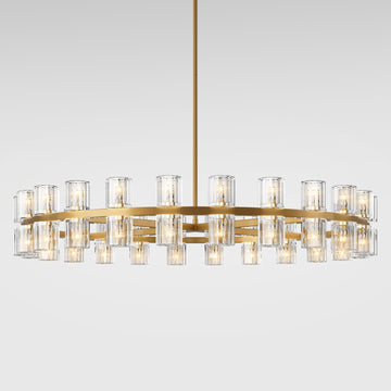 Modern 36" Gold Round Chandelier Light Fixture, K9 Crystal Chandeliers for Dining Room, Living Room, Dining Room Chandeliers Over Table, Chandelier for Bedroom, Foyer, Includes 36XG4 Bulbs