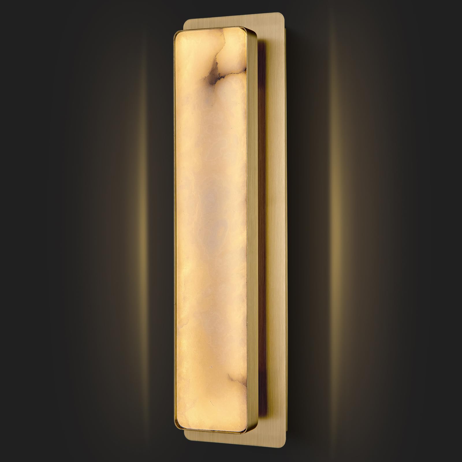 Alabaster Wall Sconces Set of Two, 19.7" Black Bathroom Sconces, Wall Lighting Vanity Light Fixtures, Wall Lamp Indoor Natural Marble for Living Room, Dining Room, Bedroom, Stairs, Foyer