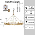 60 Inch Gold Chandelier, Wagon Wheel Chandelier with Glass Shade, 20 - Lights Large Round Modern Farmhouse High Ceiling Pendant Lighting Fixture for Dining Room, Living Room, Kitchen, Foyer - Camilalamps - B0CNRHR35D