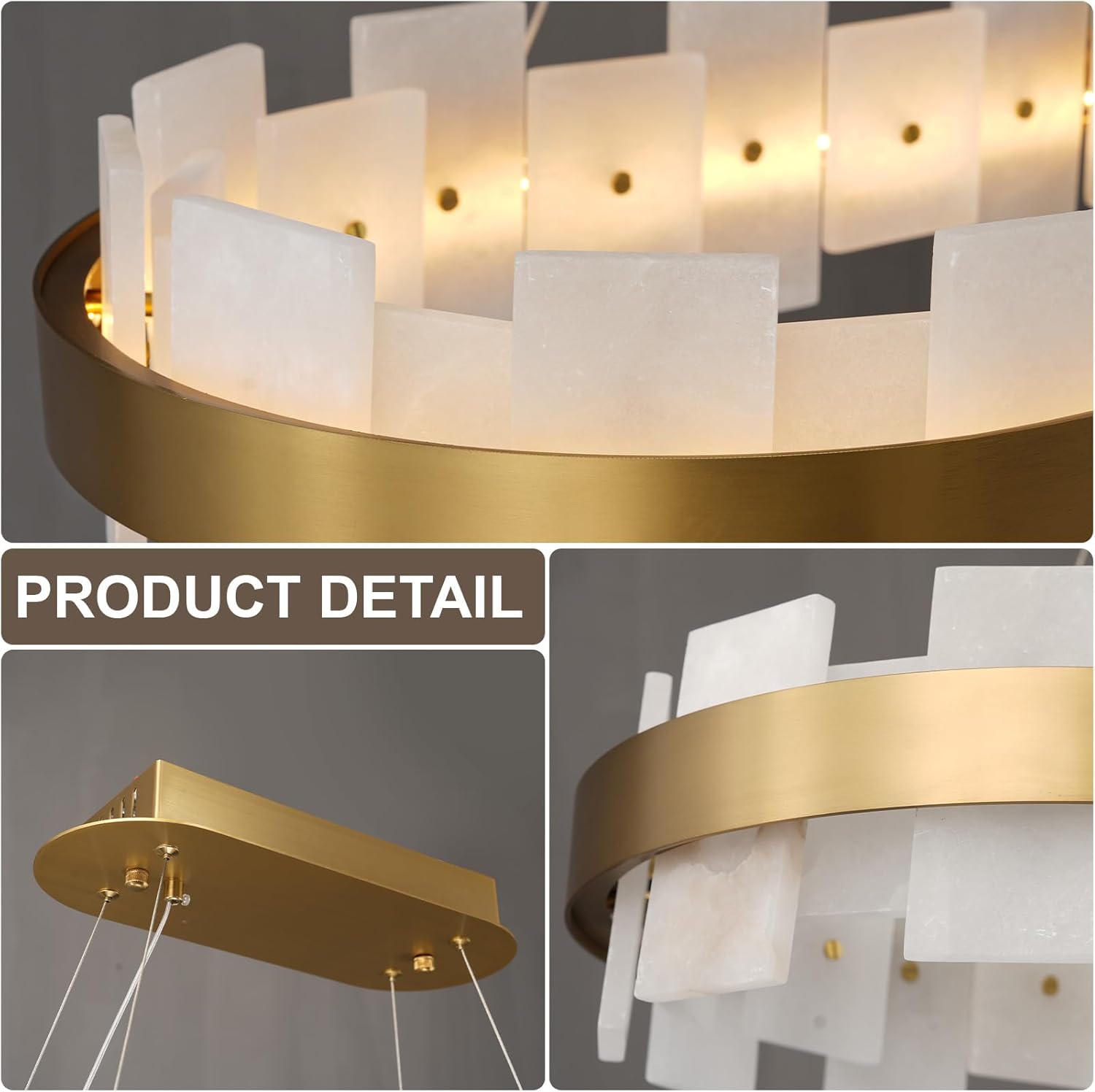 Luxury Adjustable Rectangle Alabaster Chandelier 37.4" Modern Ceiling Light - Camilalamps - CA-B0FNR1PXTZ