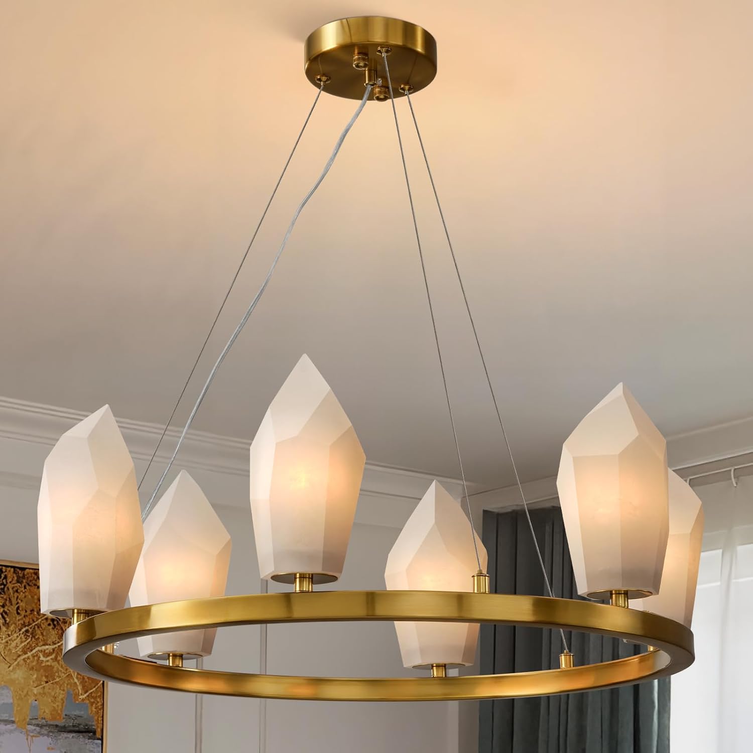 Alabaster 23" 6 - Light Modern Gold Chandelier with Adjustable Height - Camilalamps - CA-B0FPM4L65N