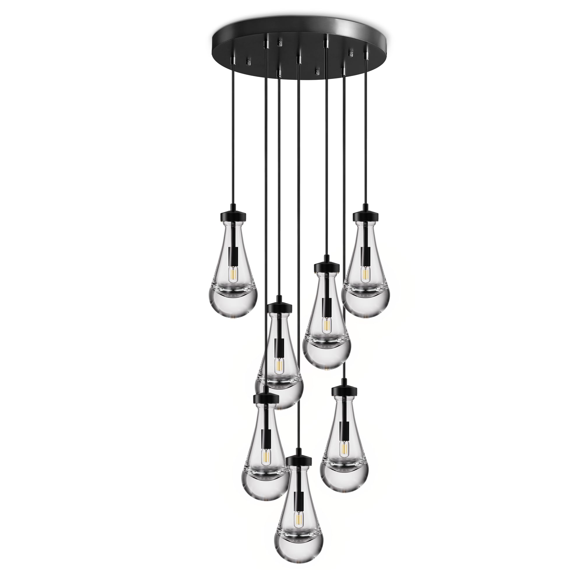 Modern Nickel Pendant Light, Raindrop Hanging Light Fixtures for Kitchen Island, Indoor Crystal Ceiling Light Fixtures with Clear Solid Crystal Raindrop for Living Room Hallway