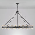 48 Inch Black Wagon Wheel Chandelier with Crystal Shade, 48 Lights, Modern Farmhouse Style, Ideal for Dining Room, Kitchen, Entryways - Camilalamps - B0DPJY8R54
