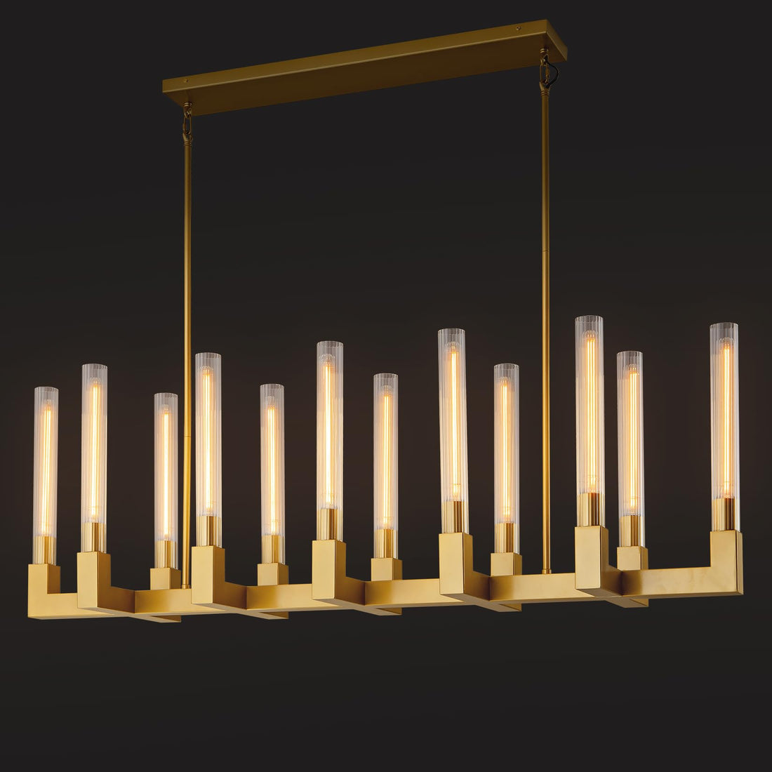 Modern Glass Tube Gold Pendant Lights – Adjustable 4 - Light Chandelier for Kitchen Island, Dining Room, Bedroom – Farmhouse & Contemporary Style with Included Bulbs - Camilalamps - B0F6JMLT3D