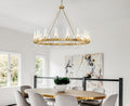 60 Inch Gold Chandelier, Wagon Wheel Chandelier with Glass Shade, 20 - Lights Large Round Modern Farmhouse High Ceiling Pendant Lighting Fixture for Dining Room, Living Room, Kitchen, Foyer - Camilalamps - B0CNRHR35D