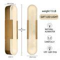 19.7'' Wall Sconces Set of 2, Natural Alabaster Wall Light, Indoor Vanity Light Fixtures for Bathroom,Black Bedside Wall Lamp Perfect for Hallway, Living Room,Bedroom,Stairs(Gift Bulb) - Camilalamps - B0CHYF9LZM