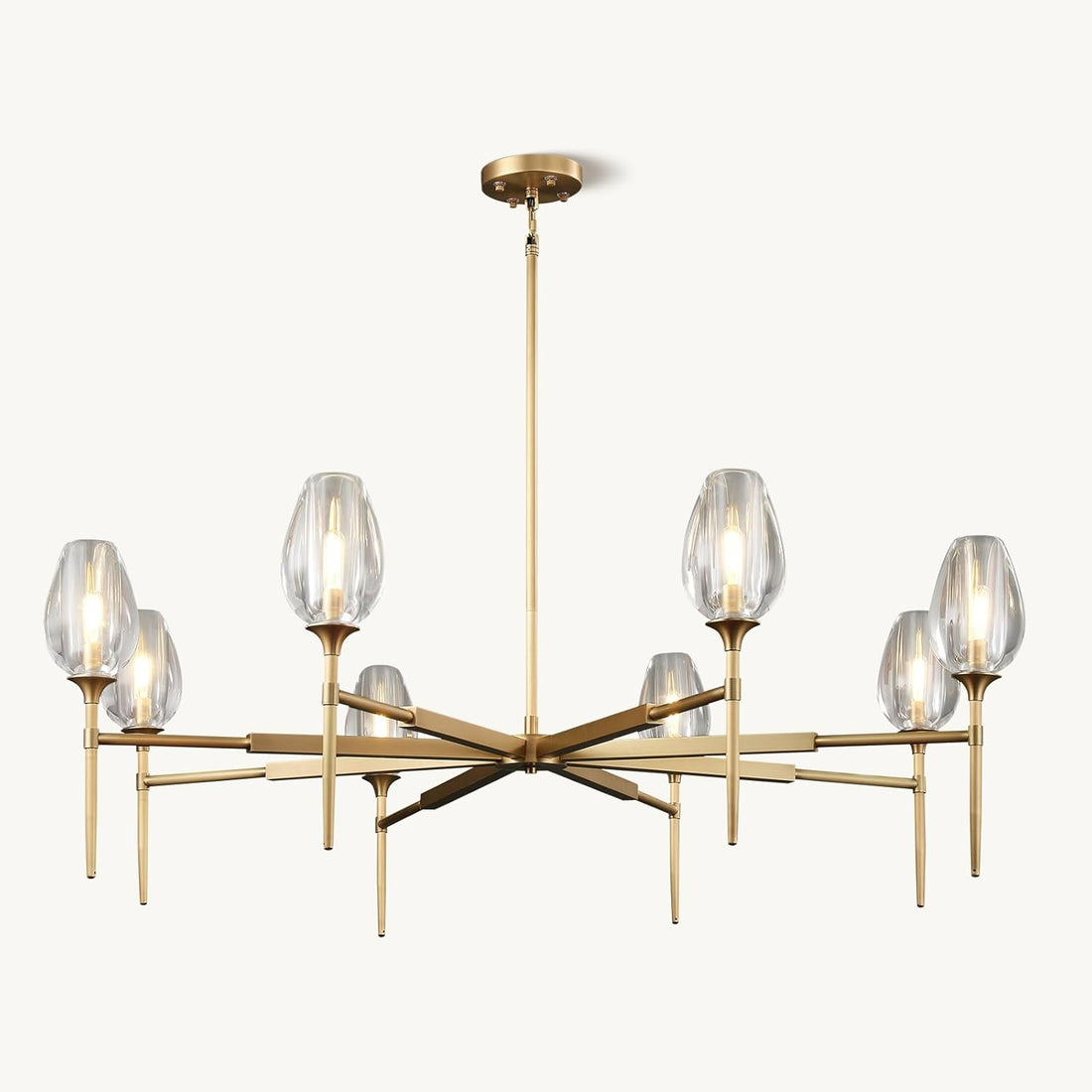Elegant 8 - Light Brass Crystal Chandelier with Gold Finish 54in Round - Camilalamps - CA-B0DNYRN77M