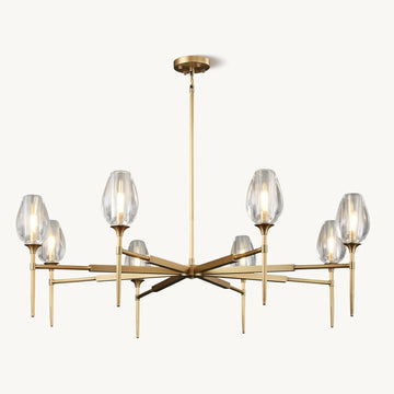 Elegant 8 - Light Brass Crystal Chandelier with Gold Finish 54in Round - Camilalamps - CA-B0DNYRN77M
