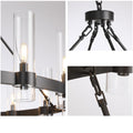 60 Inch Gold Chandelier, Wagon Wheel Chandelier with Glass Shade, 20 - Lights Large Round Modern Farmhouse High Ceiling Pendant Lighting Fixture for Dining Room, Living Room, Kitchen, Foyer - Camilalamps - B0CNRHR35D