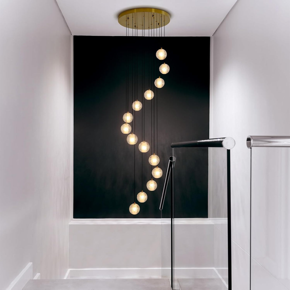 Elegant Gold Crystal 14 - Light Adjustable Staircase Chandelier for Modern Homes - Camilalamps - CA-B0D6BL5C88