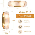 19.7'' Wall Sconces Set of 2, Natural Alabaster Wall Light, Indoor Vanity Light Fixtures for Bathroom,Black Bedside Wall Lamp Perfect for Hallway, Living Room,Bedroom,Stairs(Gift Bulb) - Camilalamps - B0CHYF9LZM
