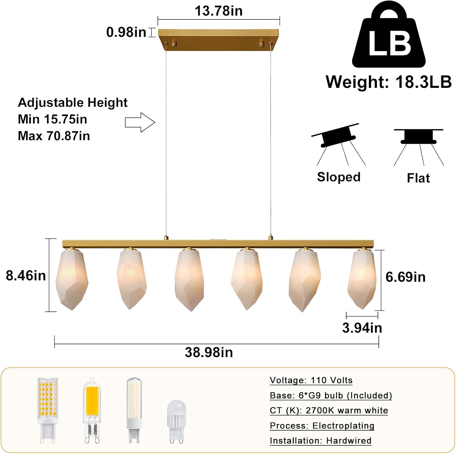 Elegant Gold Alabaster 6 - Light Linear Chandelier for Dining - Camilalamps - CA-B0FPM23N4B