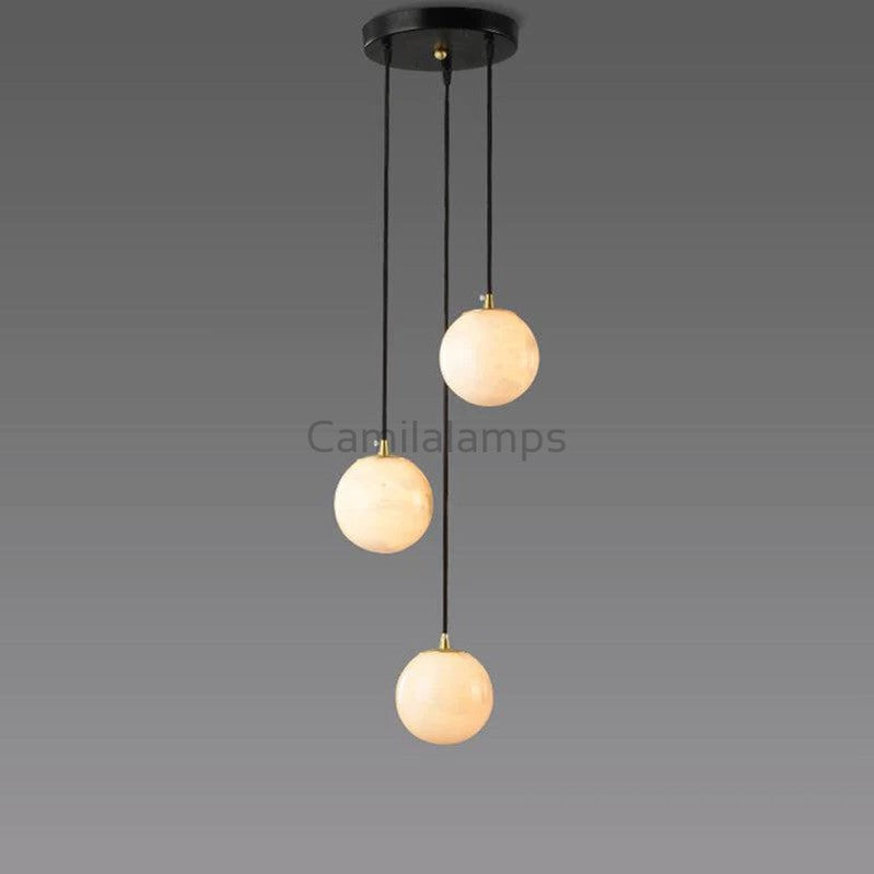 Roden Alabaster Global Pendant Chandelier For Staircase, Spiral Global Pendant chandelier Kevinstudiolives 3 LIGHTS-7.9" D  