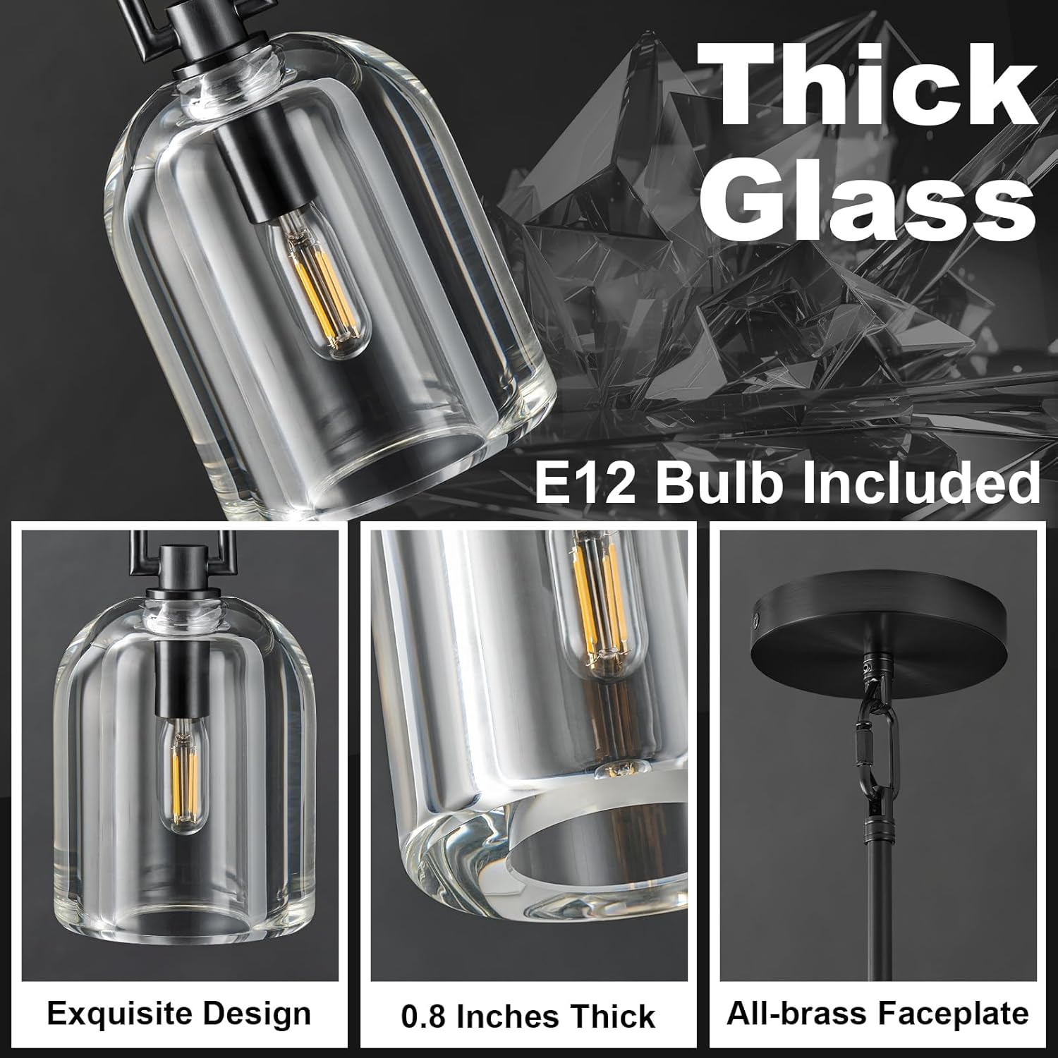 Black Crystal Modern Pendant Light with Adjustable 78‑Inch Height - Camilalamps - CA-B0FDPHPR9G