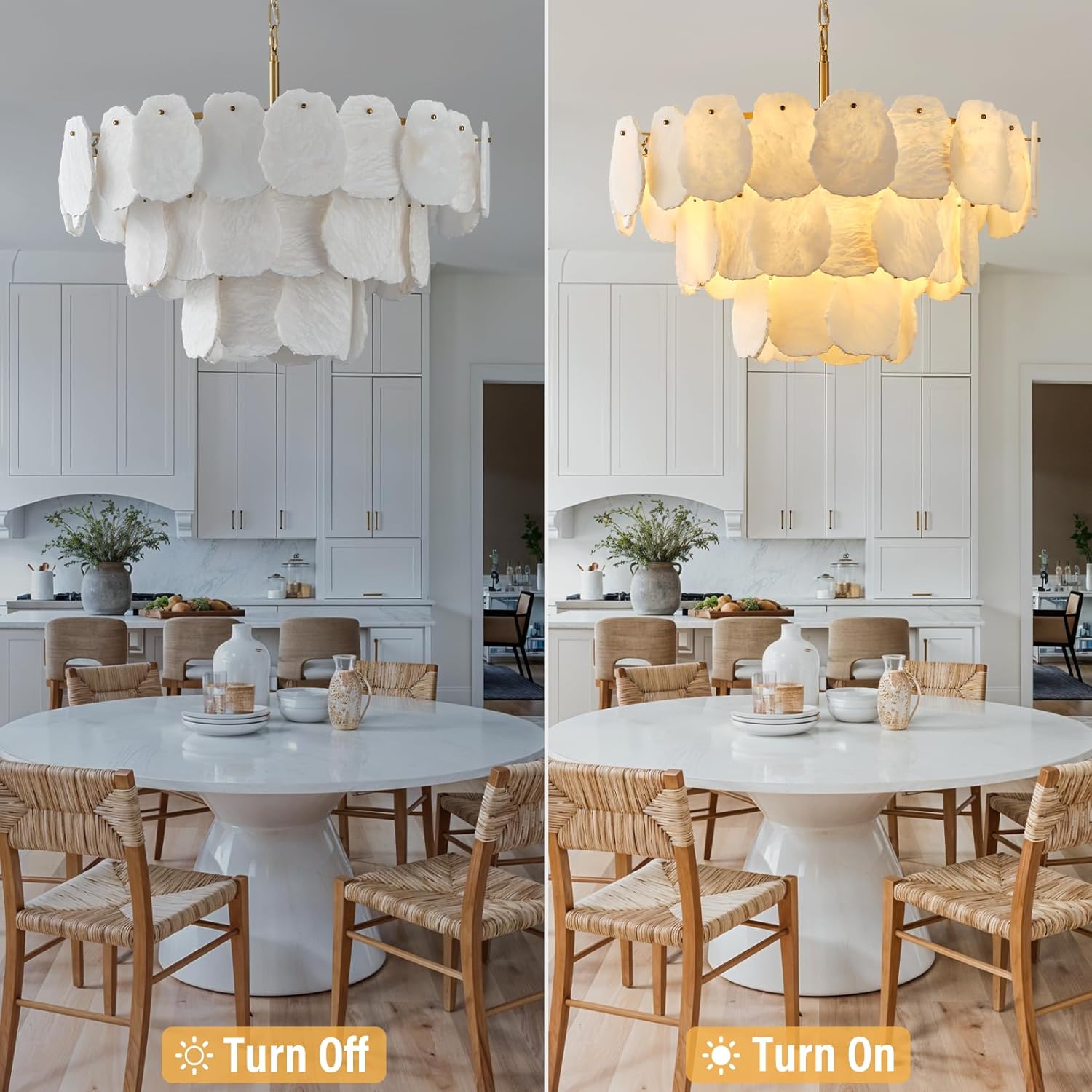 Luxury Alabaster Chandelier – 32" D, 15‑Bulb Natural Spanish Stone Light Fixture - Camilalamps - CA-B0FJG42QFJ