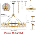 Gold 48‑Inch Wagon Wheel Chandelier with 48 Crystal Lights - Camilalamps - CA-B0DN9CZHJS
