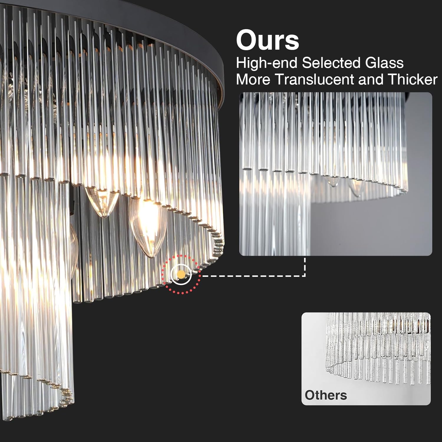 Elegant Black Glass Two - Tier 31.5" 10 - Light Modern Chandelier - Camilalamps - CA-B0FJXF6RYT