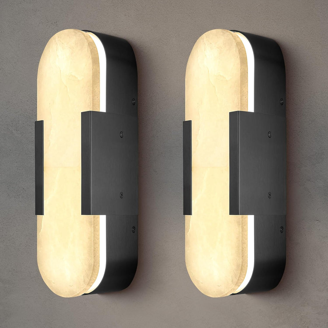 Alabaster Matte Black Wall Sconce Set 2 13.8" - Camilalamps - CA-B0CHYF6GY5