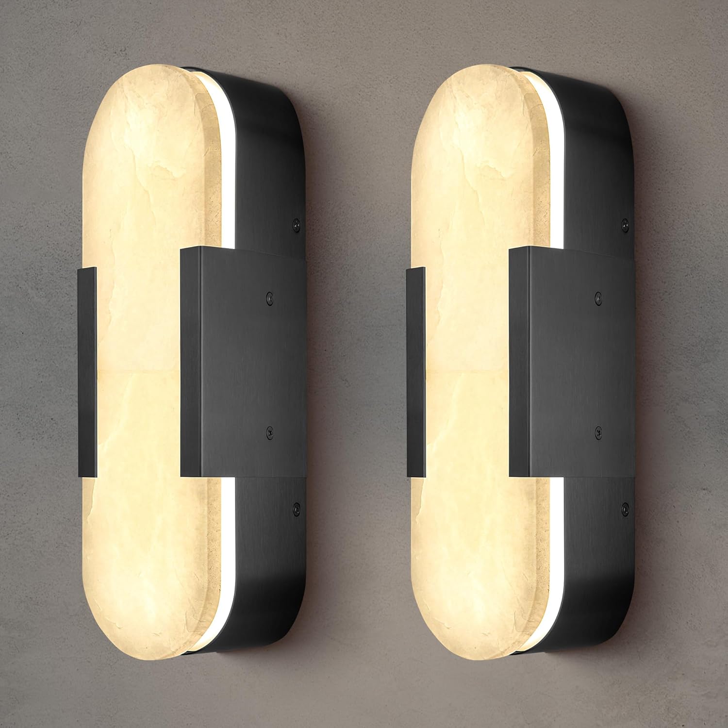 Alabaster Matte Black Wall Sconce Set 2 13.8" - Camilalamps - CA-B0CHYF6GY5