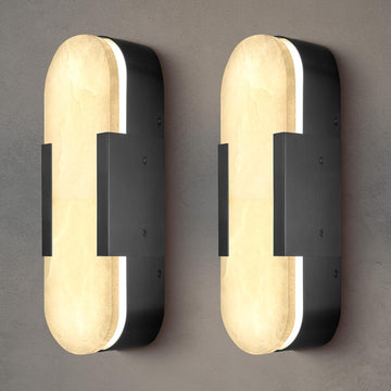 Alabaster Matte Black Wall Sconce Set 2 13.8" - Camilalamps - CA-B0CHYF6GY5