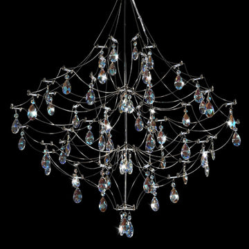 Silver 31.5" Round Crystal Raindrop Chandelier for Modern Homes - Camilalamps - CA-B0FPM628ZH