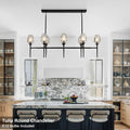 Modern Black 8 - Light 52in Rectangle Crystal Pendant Chandelier for Dining - Camilalamps - CA-B0DD45QJZT