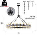 48 Inch Black Wagon Wheel Chandelier with Crystal Shade, 48 Lights, Modern Farmhouse Style, Ideal for Dining Room, Kitchen, Entryways - Camilalamps - B0DPJY8R54