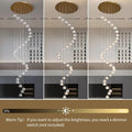 30 - Light Gold Crystal Staircase Chandelier with Adjustable Bubble Shades - Camilalamps - CA-B0FMNYC1ZL