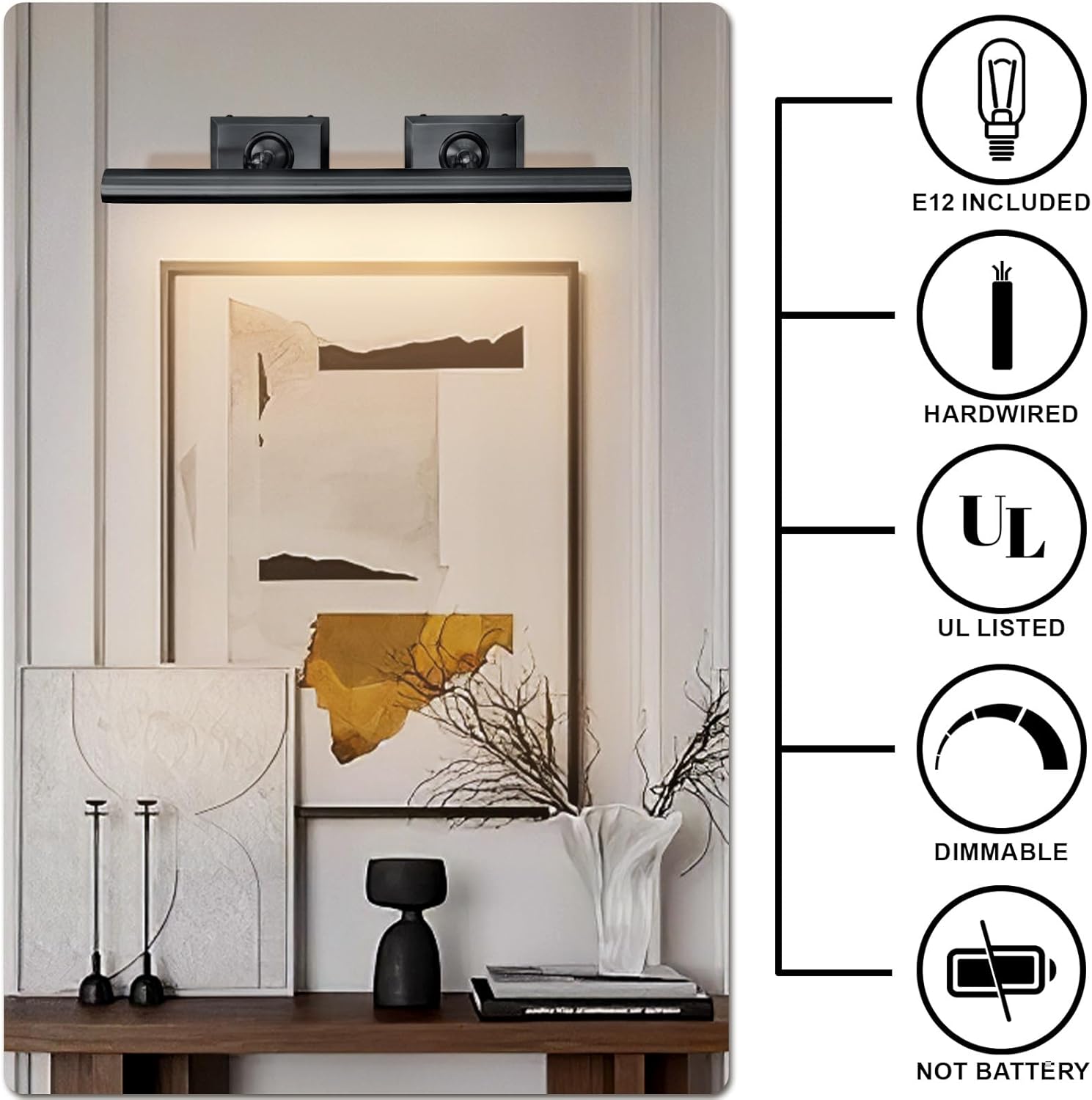 24 - Inch Hardwired Brass Picture Light with Dimmable LEDs - Camilalamps - CA-B0FCS62P55
