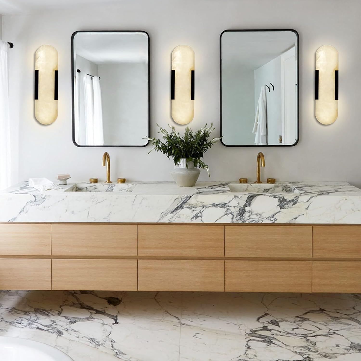 Alabaster Matte Black Wall Sconce Set 2 13.8" - Camilalamps - CA-B0CHYF6GY5