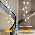 Black Crystal Staircase Chandelier with Adjustable Height and 8 Lights - Camilalamps - CA-B0FVLLNGCP