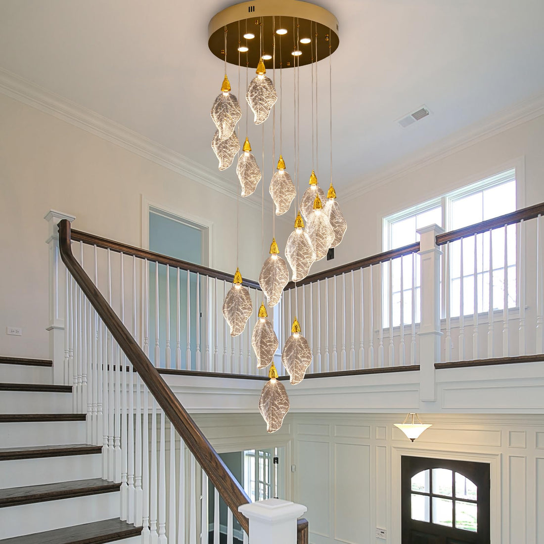Modern Chandelier D23'' Leaf Light Fixture for Dining Room, Bedroom, Living Room, Foyer - LED Chandelier Over Table