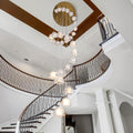 30 - Light Gold Crystal Staircase Chandelier with Adjustable Bubble Shades - Camilalamps - CA-B0FMNYC1ZL