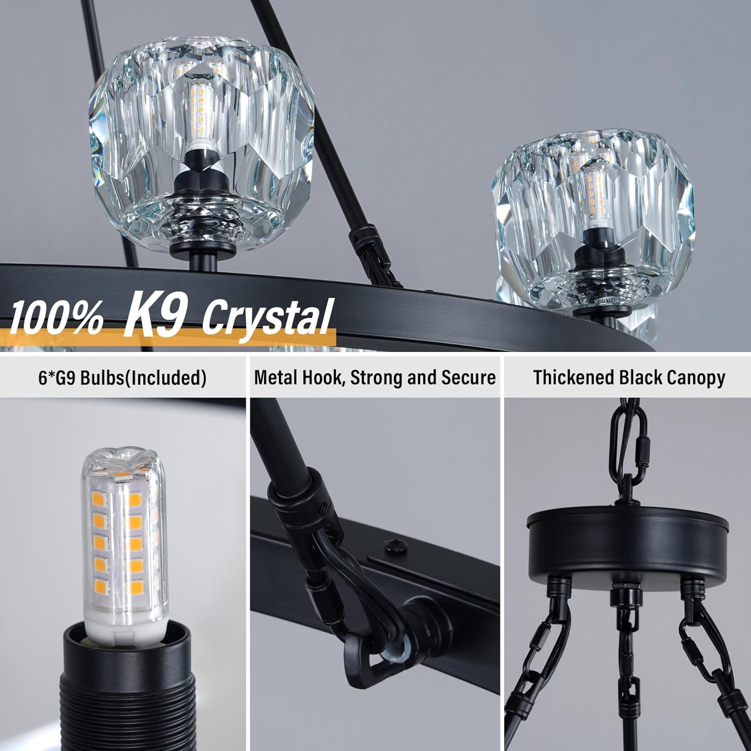 Black Wagon Wheel Crystal Chandelier 23 - Inch 6 - Light Farmhouse - Camilalamps - CA-B0F9KBWFBV