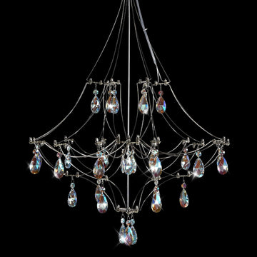 Silver Crystal Round Chandelier 23.6" Modern Luxury Raindrop Light - Camilalamps - CA-B0FPM692SF