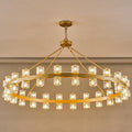 Gold 48‑Inch Wagon Wheel Chandelier with 48 Crystal Lights - Camilalamps - CA-B0DN9CZHJS