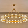 Gold 48‑Inch Wagon Wheel Chandelier with 48 Crystal Lights - Camilalamps - CA-B0DN9CZHJS