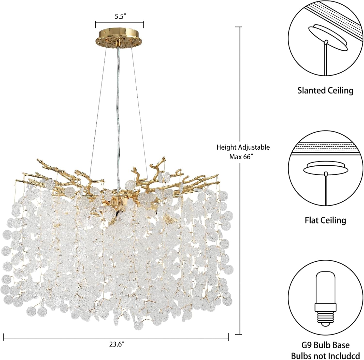 Gold Modern Tree Branch Crystal Chandelier 23.6" Round - Camilalamps - CA-B0C5T3V3FS