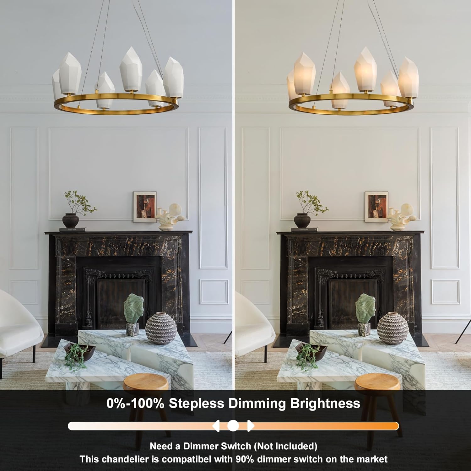 Alabaster 23" 6 - Light Modern Gold Chandelier with Adjustable Height - Camilalamps - CA-B0FPM4L65N