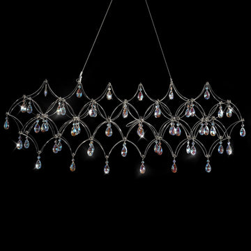 Large Silver Rectangle Crystal Chandelier 49.2" Modern Luxury Raindrop Light - Camilalamps - CA-B0FPM4W27R