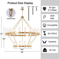 60 Inch Gold Chandelier, Wagon Wheel Chandelier with Glass Shade, 20 - Lights Large Round Modern Farmhouse High Ceiling Pendant Lighting Fixture for Dining Room, Living Room, Kitchen, Foyer - Camilalamps - B0CNRHR35D