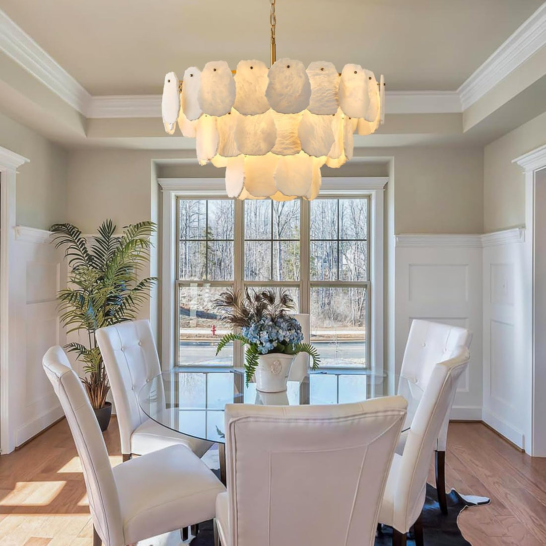 Luxury Alabaster Chandelier – 32" D, 15‑Bulb Natural Spanish Stone Light Fixture - Camilalamps - CA-B0FJG42QFJ