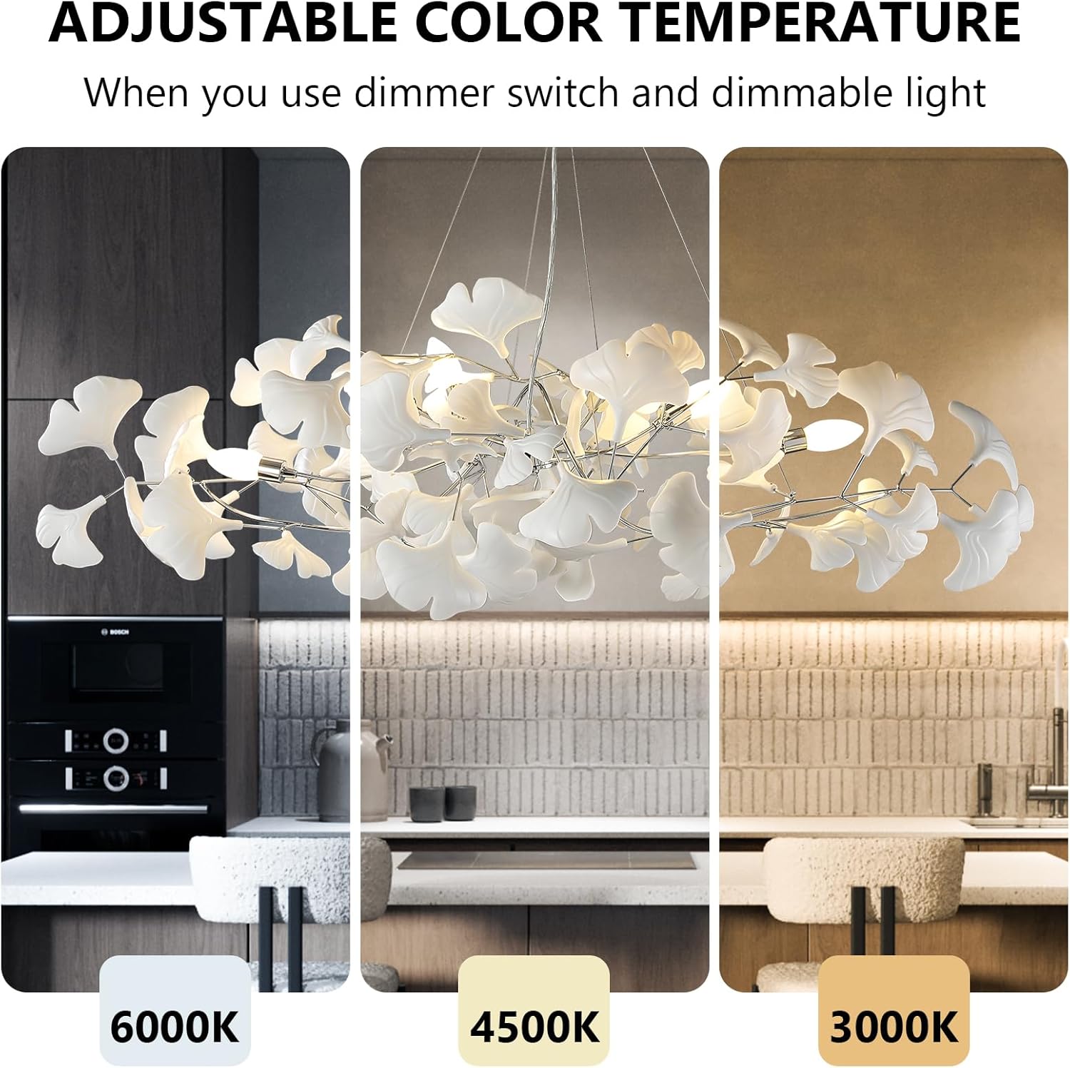 Silver Ceramic Ginkgo Leaf Branch Chandelier – 47.2" Brass Rectangle - Camilalamps - CA-B0DL9T23Q8