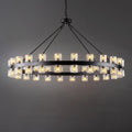 48 Inch Black Wagon Wheel Chandelier with Crystal Shade, 48 Lights, Modern Farmhouse Style, Ideal for Dining Room, Kitchen, Entryways - Camilalamps - B0DPJXYTPN