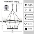 60 Inch Gold Chandelier, Wagon Wheel Chandelier with Glass Shade, 20 - Lights Large Round Modern Farmhouse High Ceiling Pendant Lighting Fixture for Dining Room, Living Room, Kitchen, Foyer - Camilalamps - B0CNRHR35D