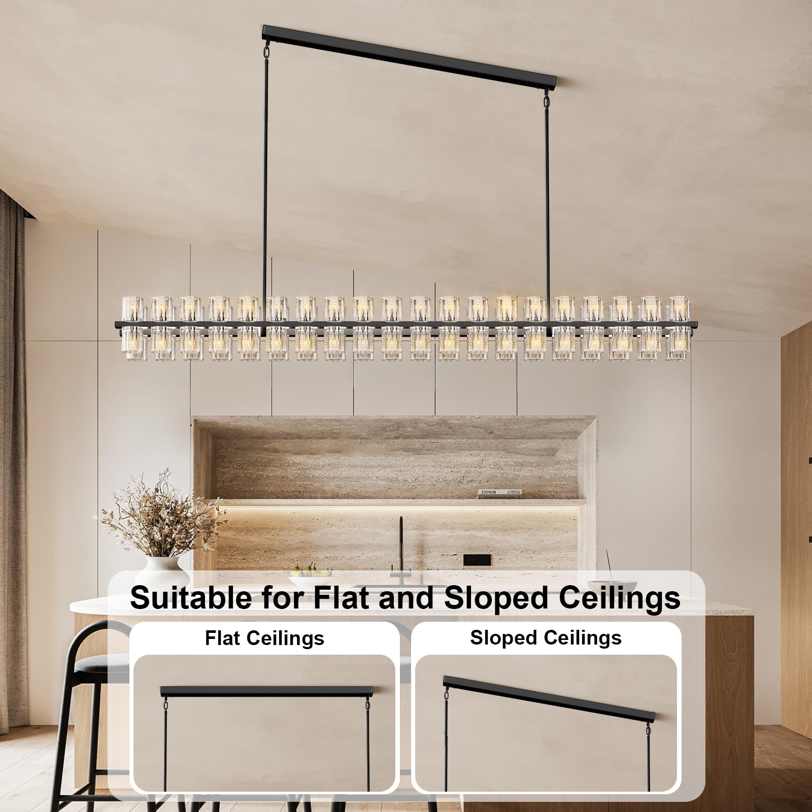 48 Inch Black Wagon Wheel Chandelier with Crystal Shade, 48 Lights, Modern Farmhouse Style, Ideal for Dining Room, Kitchen, Entryways - Camilalamps - B0DPJY8R54