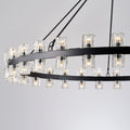 48 Inch Black Wagon Wheel Chandelier with Crystal Shade, 48 Lights, Modern Farmhouse Style, Ideal for Dining Room, Kitchen, Entryways - Camilalamps - B0DPJY8R54